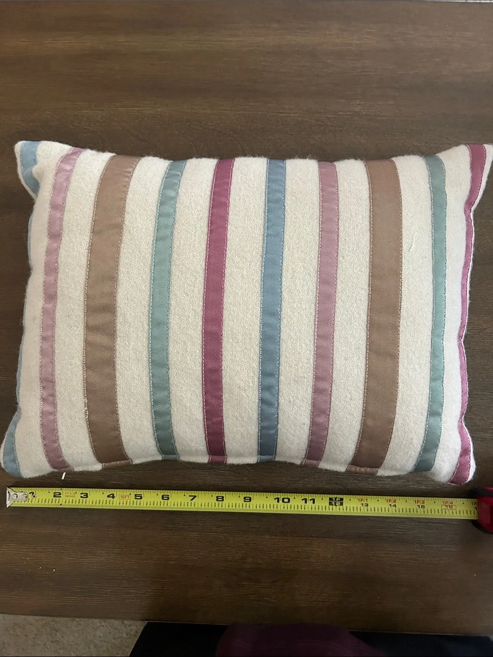 IKEA Striped Accent Pillow in Cream, Blue, Mauve, Taupe